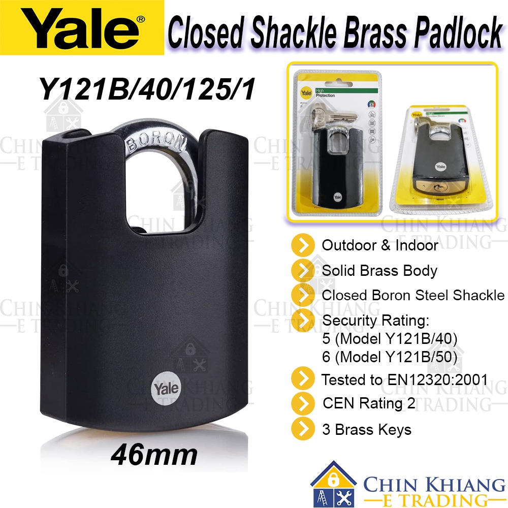 Cadenas Yale Y120B/40/125/1 - 40mm Argenté, Clé Incluse