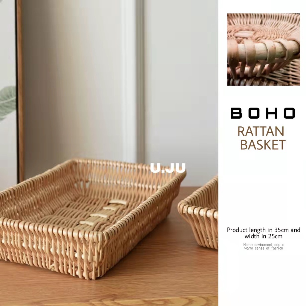 RAYA Rattan Basket/Rattan Tray/Tulang Rattan/aesthetic/estetik/tulang ...