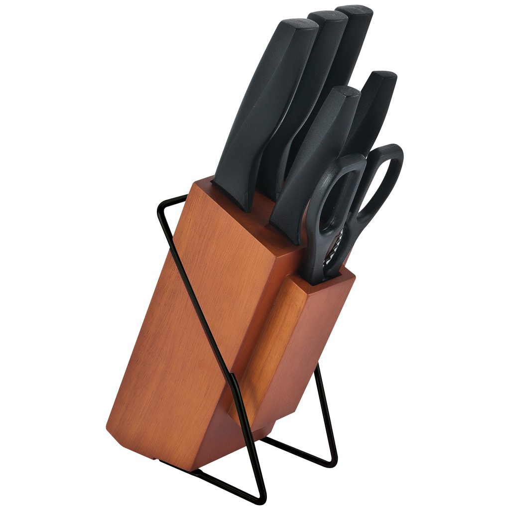 Oxone OX983 Pisau Set Tajam Wooden Block 5 Pisau 1 Gunting - Gambar 2