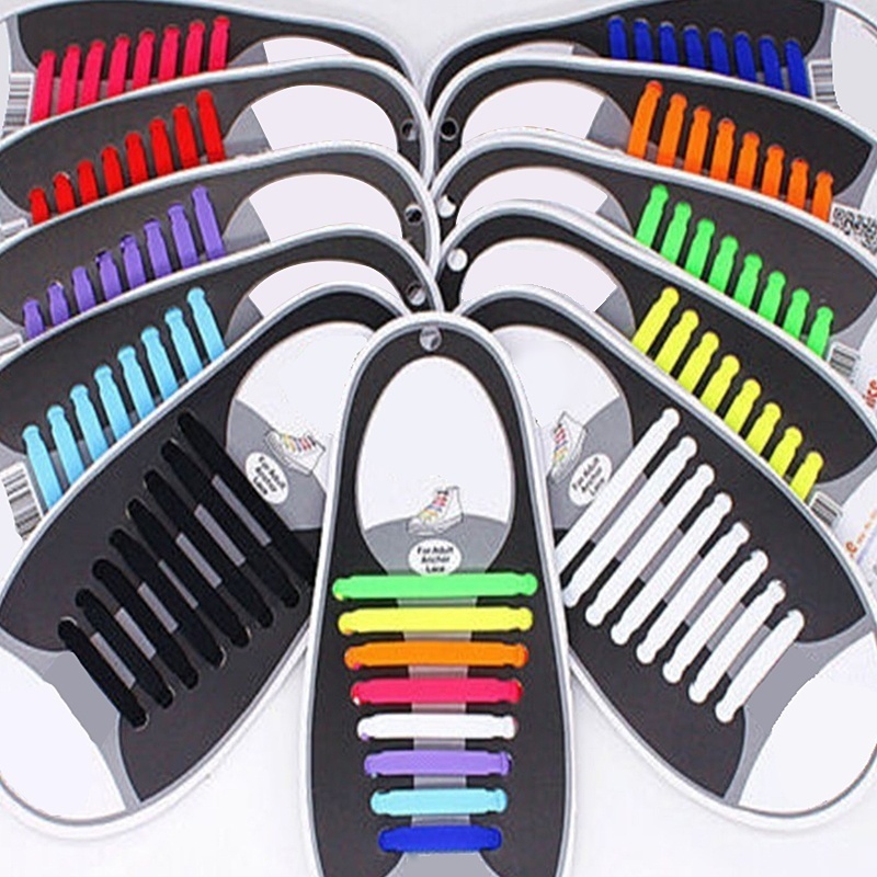 16pcs/lot Elastic Silicone Shoelaces for Shoes Special Shoelace No Tie