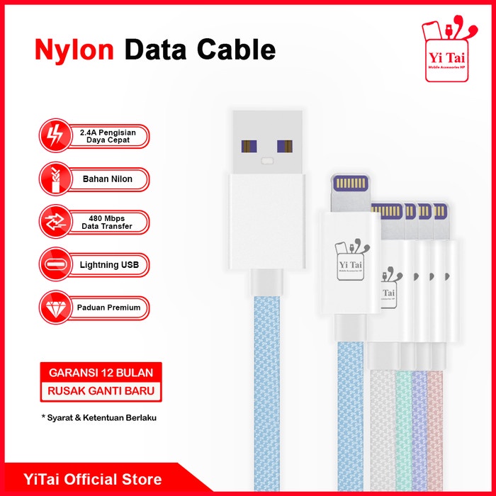 YI TAI - Kabel Data Iphone Lightning Nylon Fast Charging