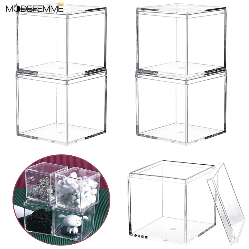 5.5cm PS Plastic Transparent Jar Square Storage Box / Airtight Food ...