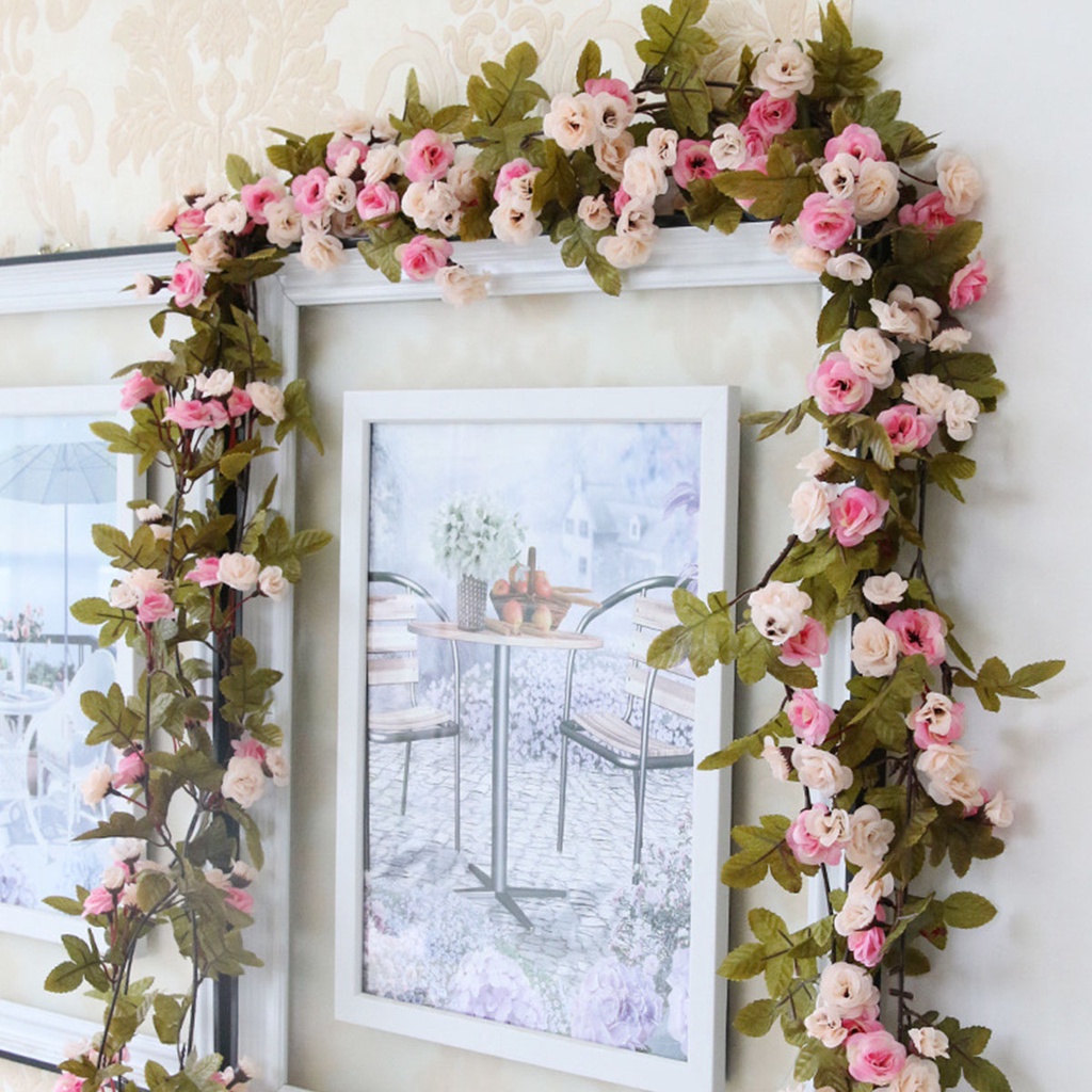 2.3M Rose Ivy Artificial Flower Vine Garland Garden Decoration Fake Flower Vine Home Wedding Decoration