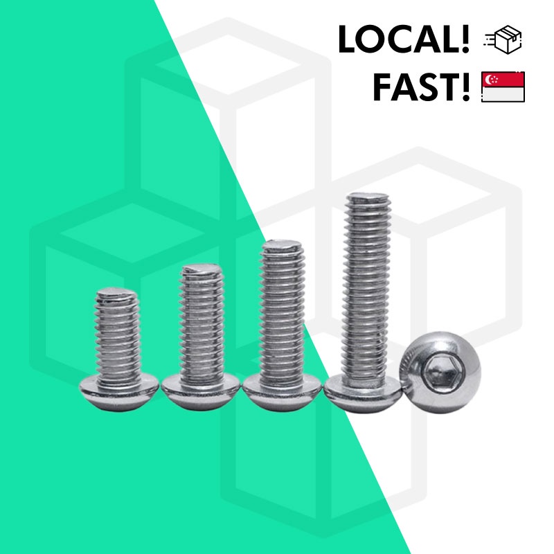 [SG STOCK] M3 M4 M5 M6 Screw - Stainless Steel - Hexagonal Button Head Cap Screws