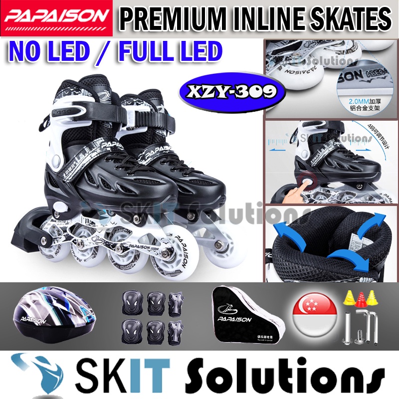 PAPAISON XZY-309 Premium Inline Roller Skates Blade Scooter Skating Hard  Boot Adjustable Sizes for Beginner Kids Adults