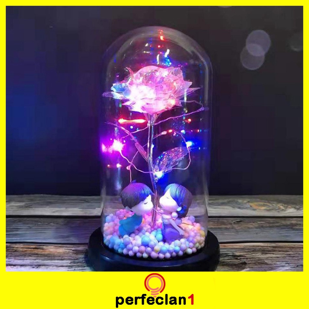 [PERFECLAN1]Mother's Day gift Galaxy Rose Flowers Forever Rose Colorful LED Light in Glass Dome