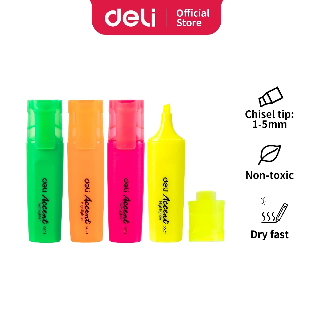Deli Highlighter Warna Terang dan nyata tahan 2 minggu tanpa tutup ES621 - Gambar 3