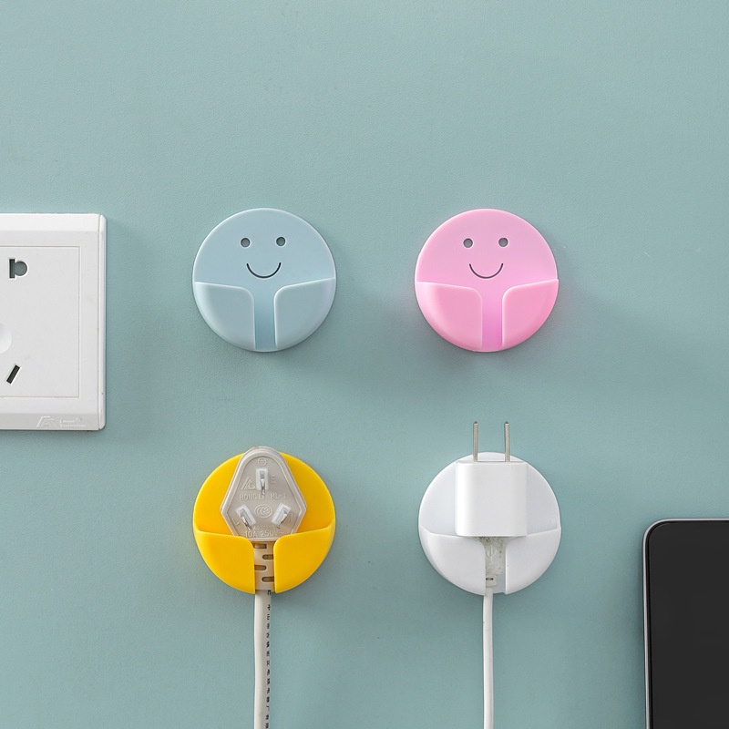 Multicolor Smile Plug Hooks Cable Charger Power Plug Socket Holder Self ...