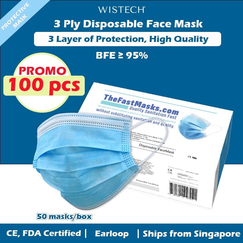 [Promotion - 100pcs] 3 Ply Disposable Face MASK, TheFastMask | Shopee ...