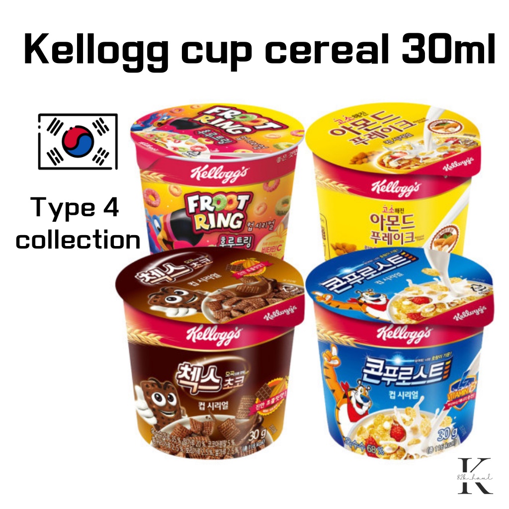 [Korean food snack] 30g of Kellogg cup cereal Type 4 collection(Corn ...