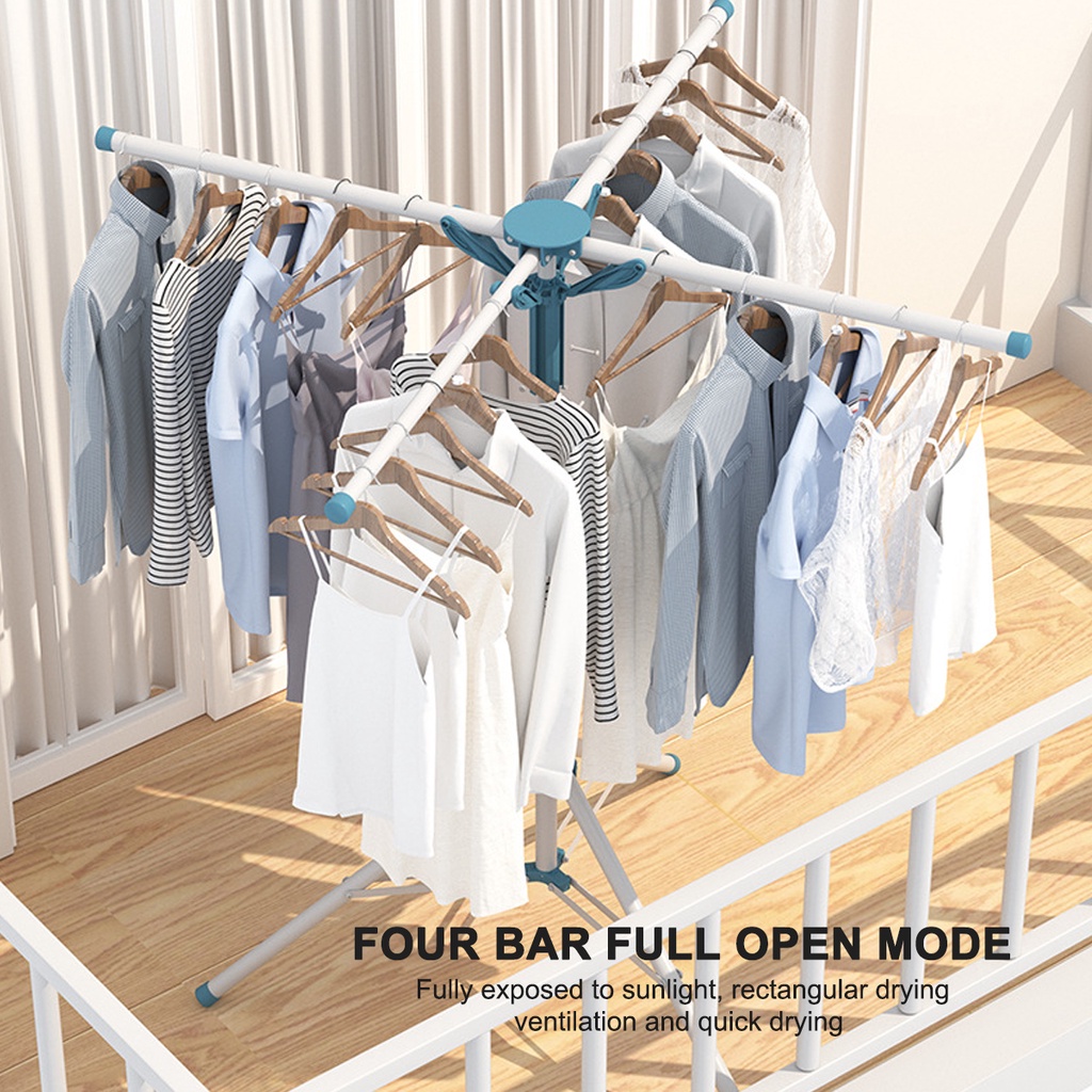 Foldable Clothes Drying Rack with Pulley Stainless Steel Cloth Hanger