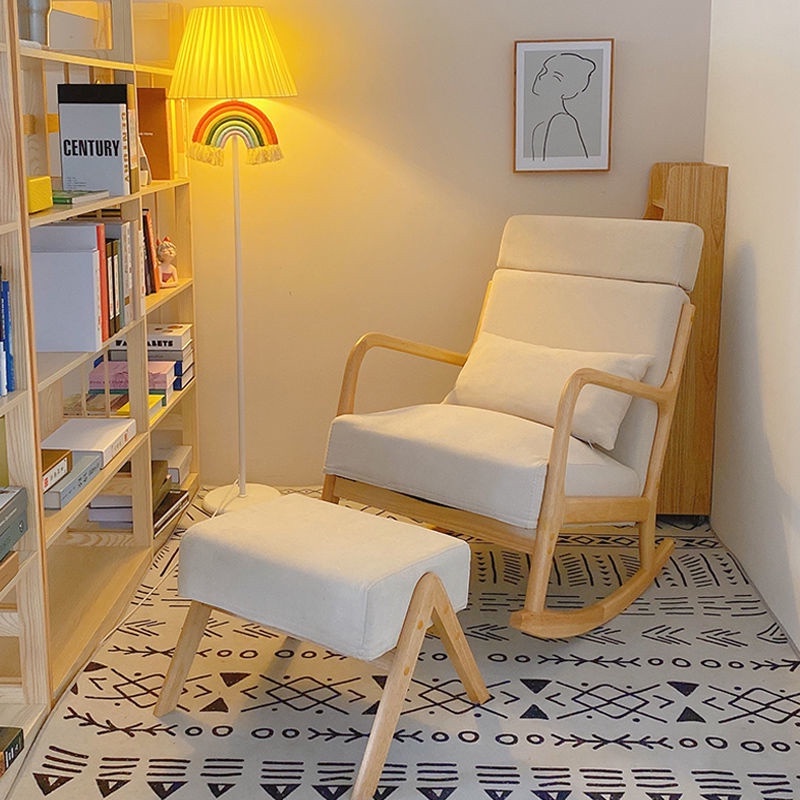 Nordic solid wood rocking chair lazy reclining chair adult family ...