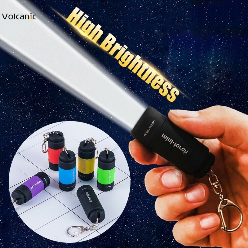 Portable Mini Flashlight USB Rechargeable Keychain Torch Light Outdoor ...