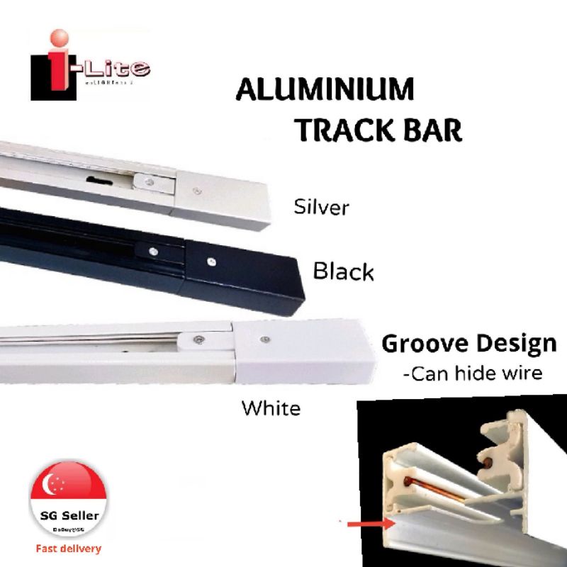 TRACK - ALUMINIUM TRACK BAR WITH GROOVE -1M,1.2M,1.5M | Shopee Singapore