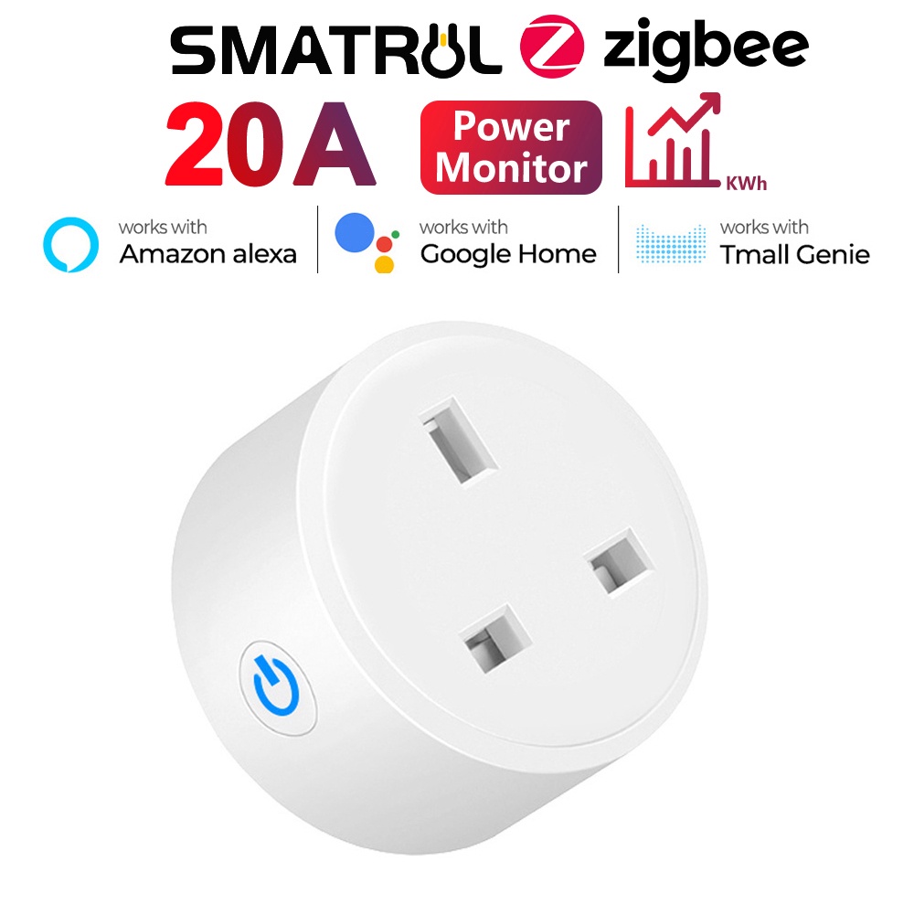 Tuya 20A Zigbee Smart Plug UK Socket Power Strip Mini Home