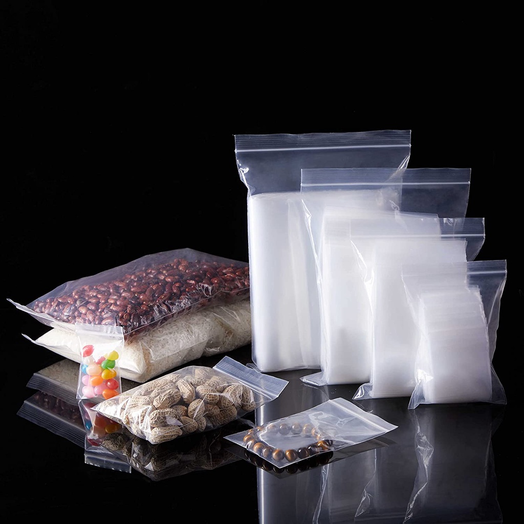 30pcs Thick Poly Ziplock Bags,Clear Durable Food Grade Safe PE Plastic