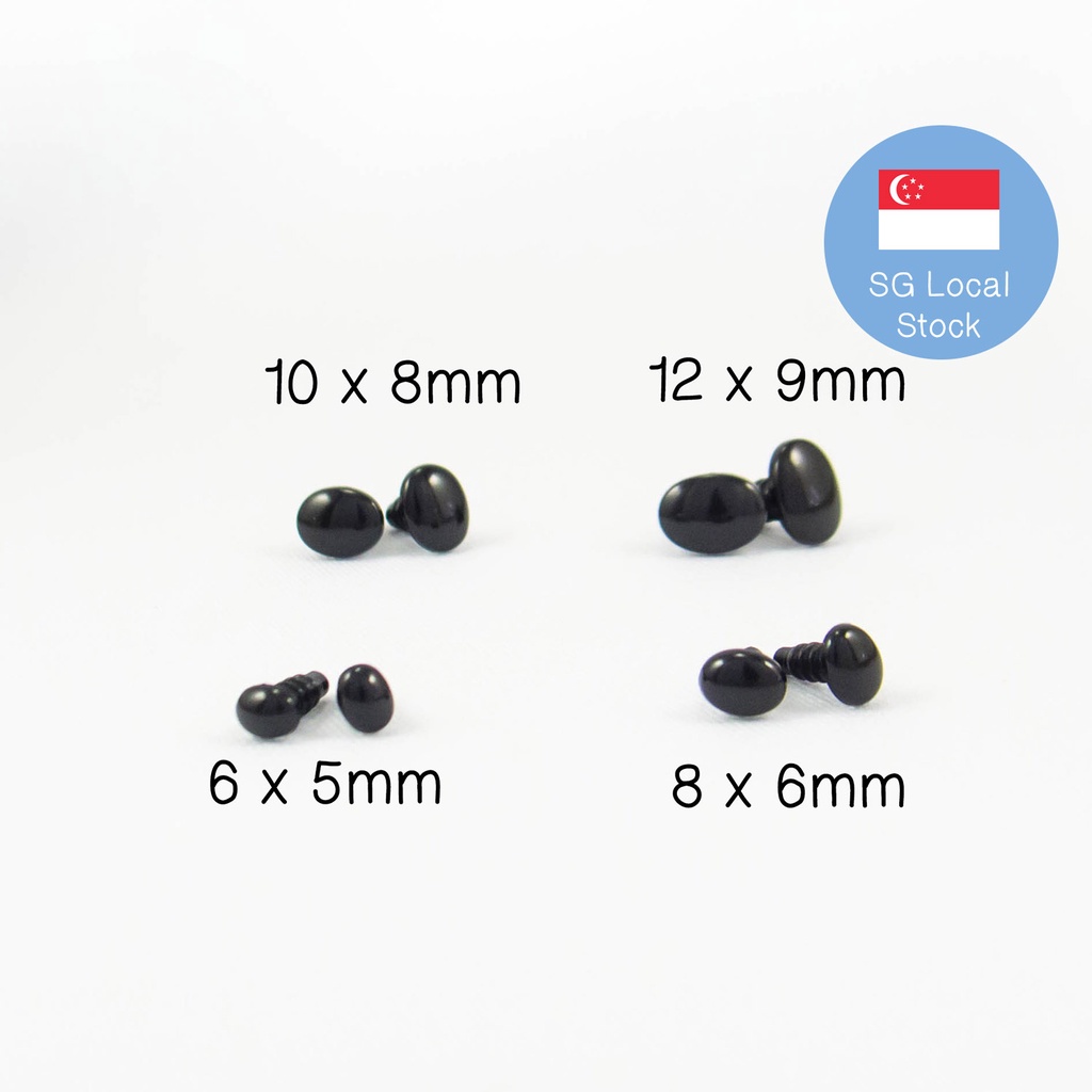 Oval Safety Eyes/ Noses 6mm 12mm, 5 pairs 25 pairs For