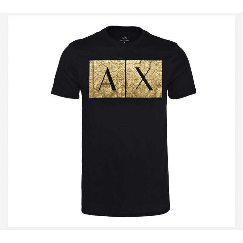 AMN men's clothing men's AX sports short-sleeved T-shirt crew neck blac