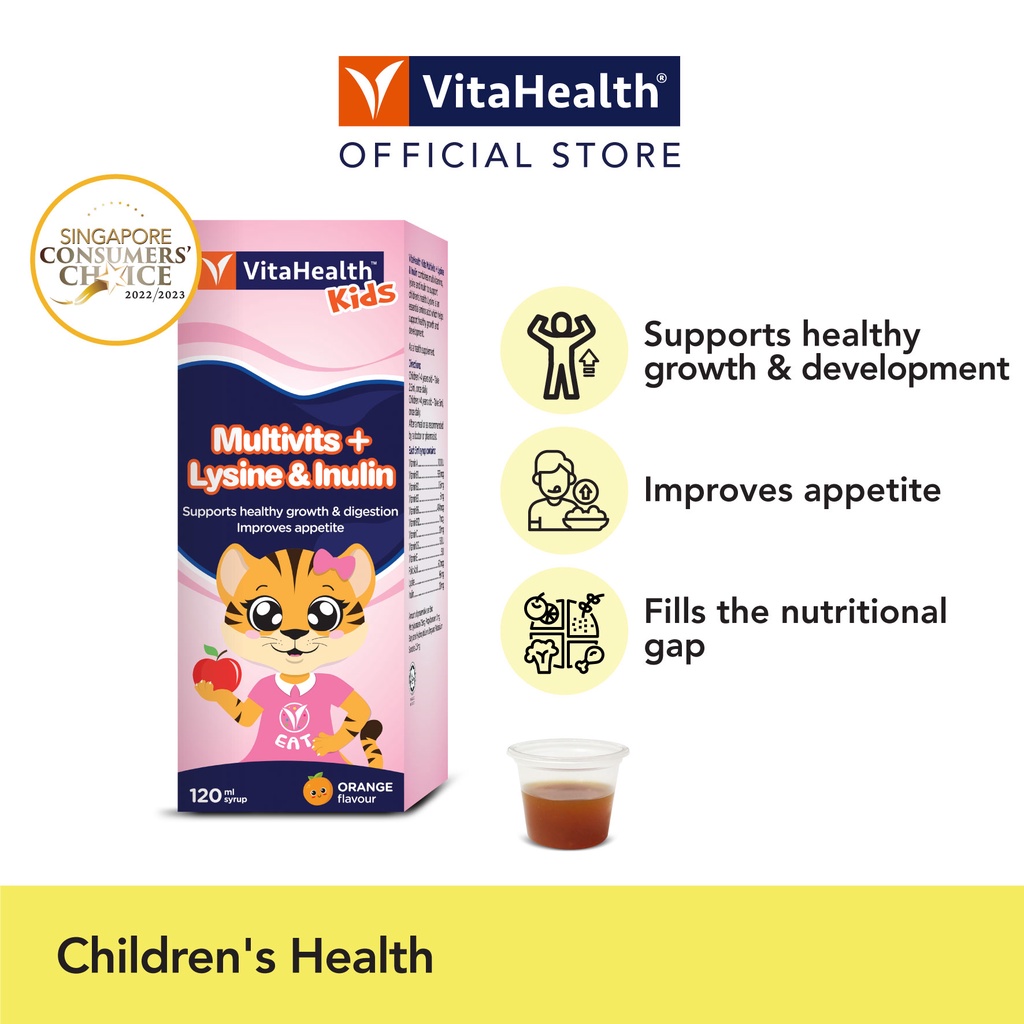 Kids Multivits + Lysine & Inulin 120ml  [EXP 07-2024] - Improves appetite and fills the nutrition gap