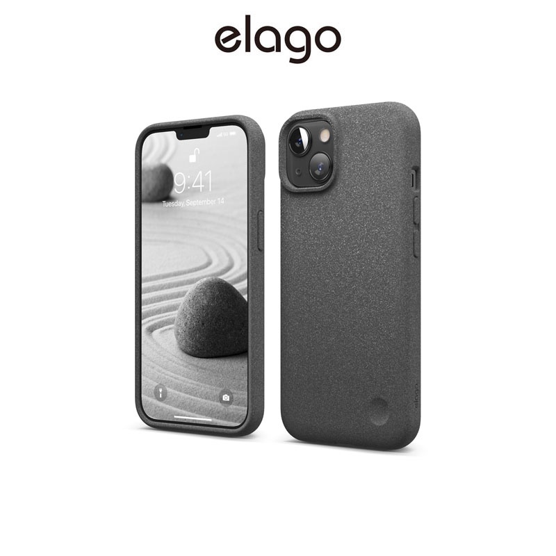 elago Pebble Custodia Compatibile con iPhone 14 Plus Cover Case (6.7), Superficie Rivestita in Pebble Speciale, TPU Premium, Design Ergonomico Arrotondato, Protettiva Antiurto (Grigio Scuro
