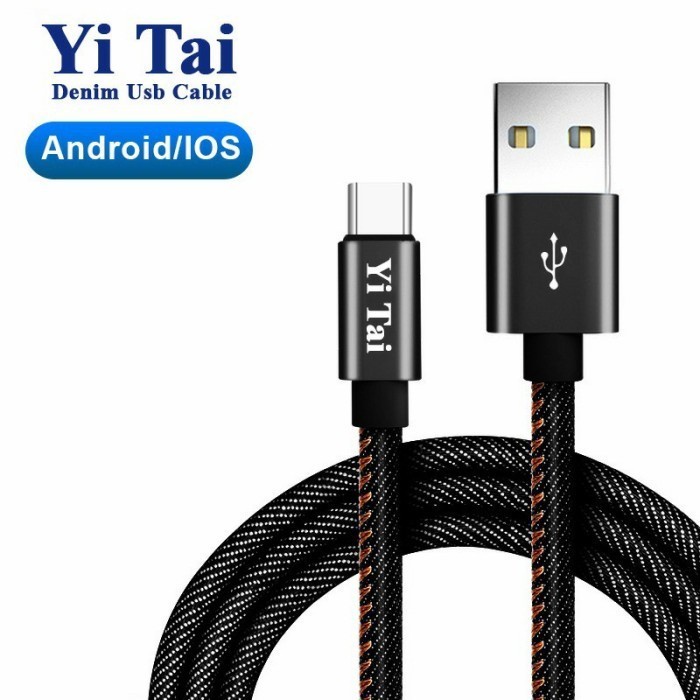 YI TAI - Kabel Data Micro Denim Fast Charging 25 cm - Gambar 3