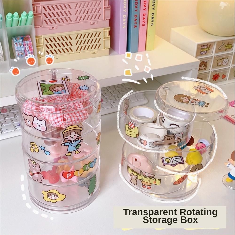 【SG Local Stock】Transparent Multi-layer Rotating Storage Box Cosmetics ...