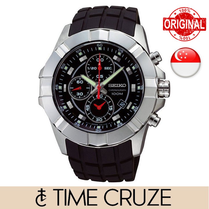 TIME Cruze Seiko SNDD73P2 Lord Chronograph Rubber Strap Quartz Black Dial Men Watch SNDD73P SNDD73 Shopee Singapore