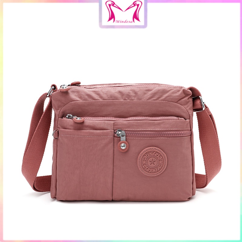 MINDESA 100% Authentic Women Square Shoulder Bag Nylon Waterproof Fashion Messenger Bag Five-layer Crossbody Bag