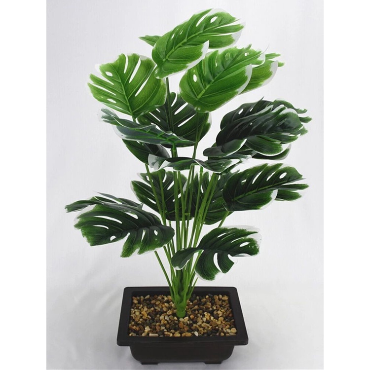 ⭐1 Bunch Monstera Leaf Artificial Plants Home Decoration Office Desktop Decoration Fake Turtle Leaf Plants