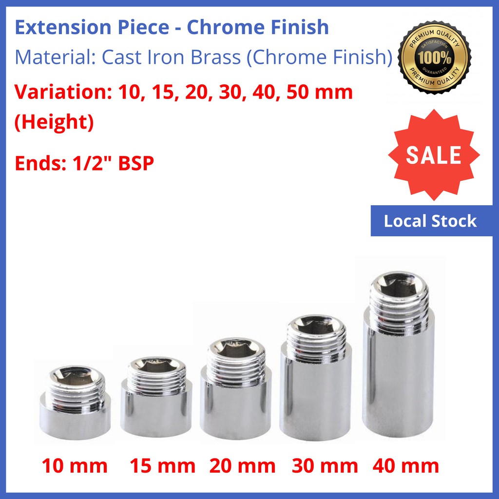 Chrome Pipe Thread Extension Nipple 1/2