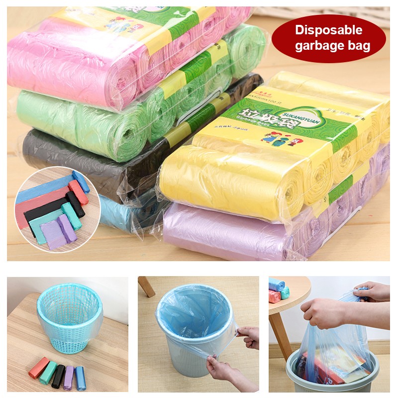 5 Rolls 1 Pack 100Pcs Household Disposable Trash Pouch Kitchen