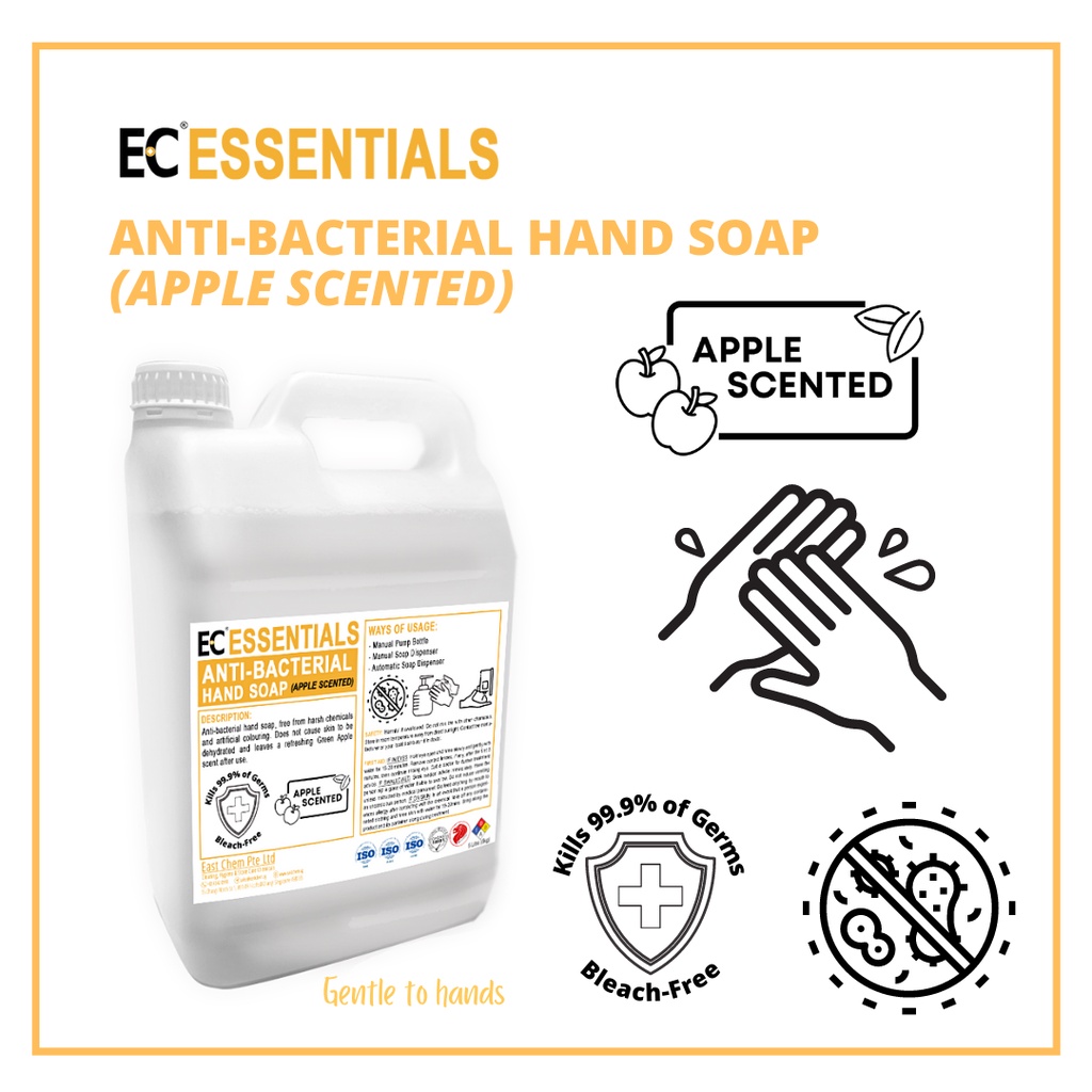 Anti Bacterial Hand Soap (Apple Scented) Gel type 5L Kills 99.9 Germs