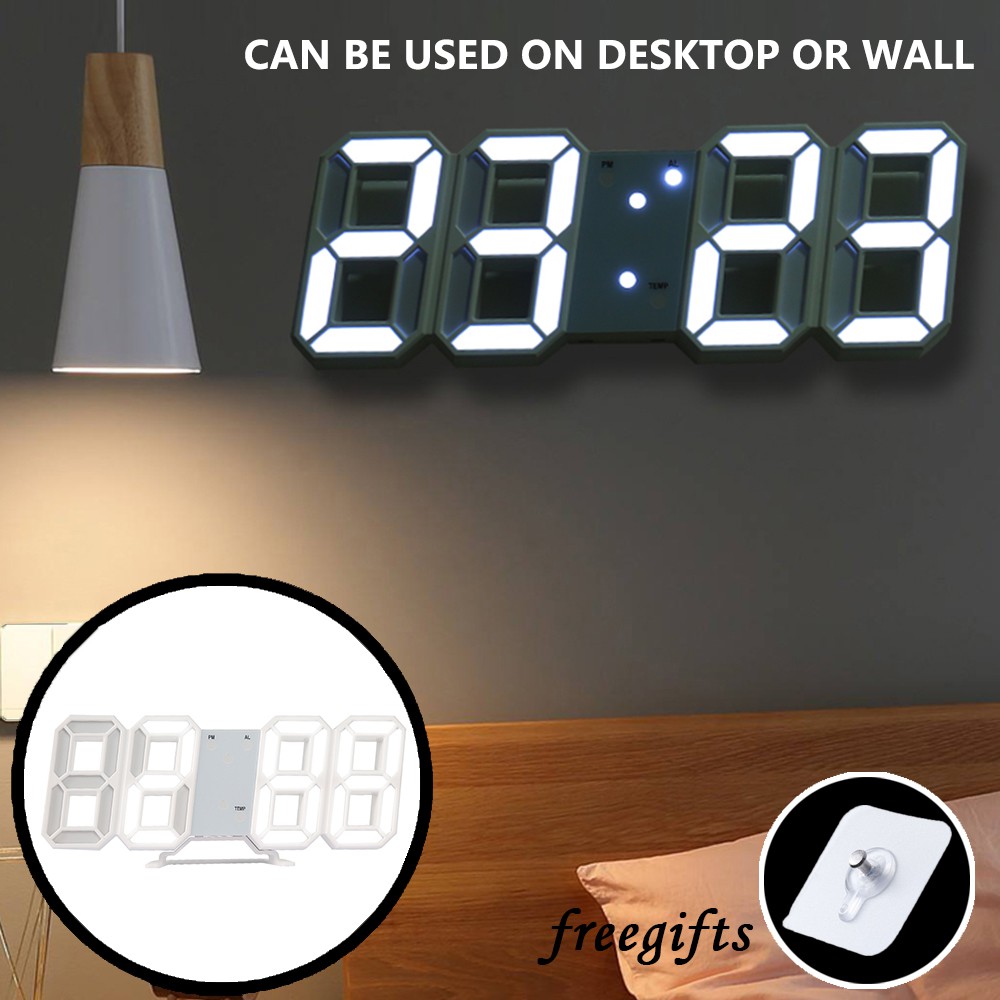 3D LED Digital Display Desktop Wall Clock Plastic Living Room Office ...