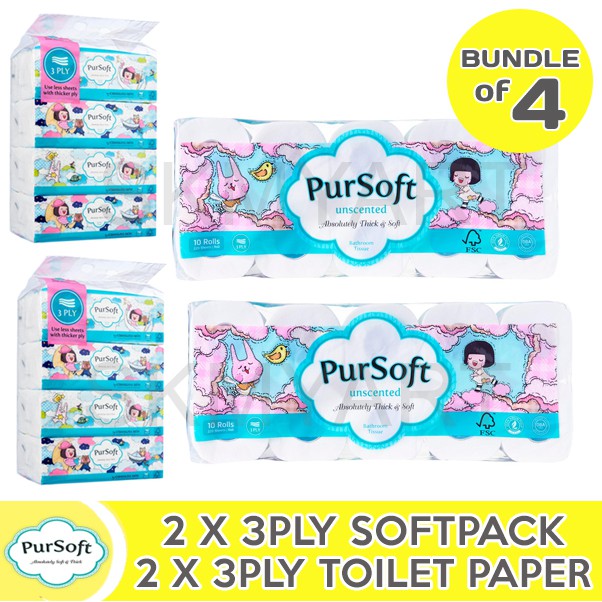 Y3 Pursoft 2 x SoftPack + 2 x 3Ply Toilet Paper Shopee Singapore