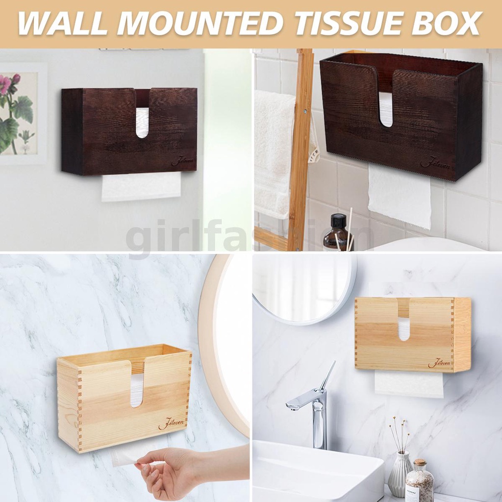 1x Retro Wood Wall Mounted Bathroom Paper Towel Dispenser Holder Container Shopee Singapore