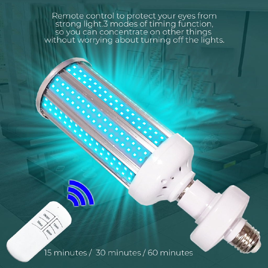 100W E27 UV Germicidal Lamp UVC LED Bulb Ddisinfection Light with ...