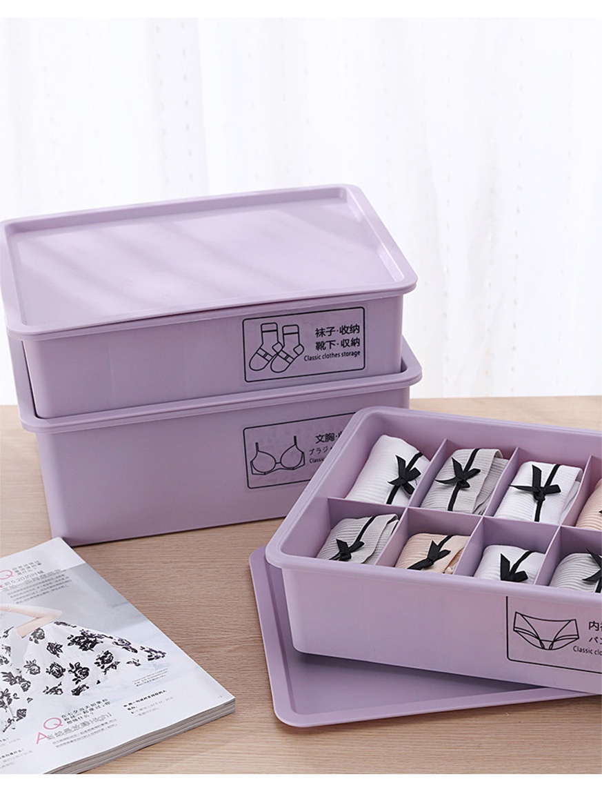 Underwear storage box Bra plastic finish box socks Underpants grids ...