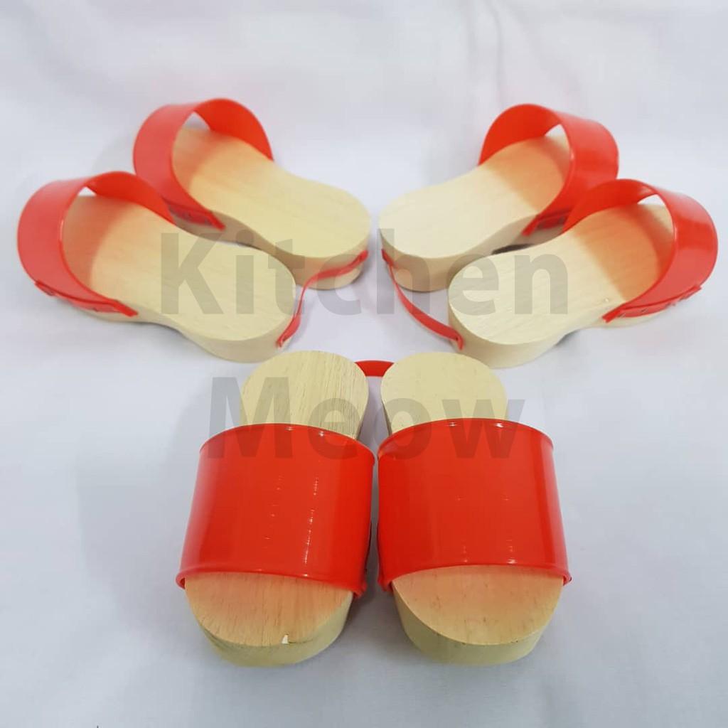 Red discount clog shoes