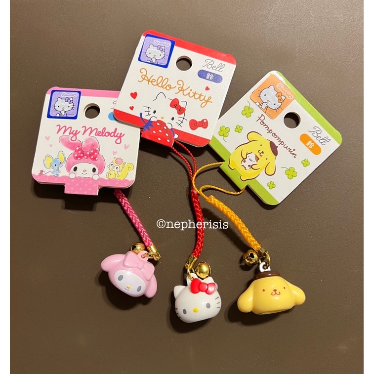 Original Sanrio Hello Kitty Pompompurin My Melody Mascot Bell Charm ...