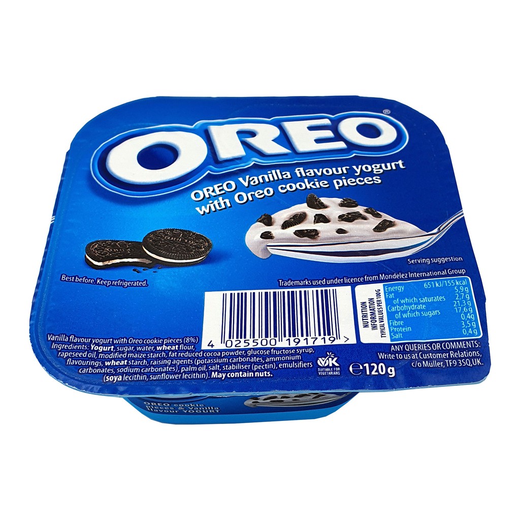 Muller Crunch Corner Vanilla Flavoured Yogurt With Oreo Cookie Crumbs ...