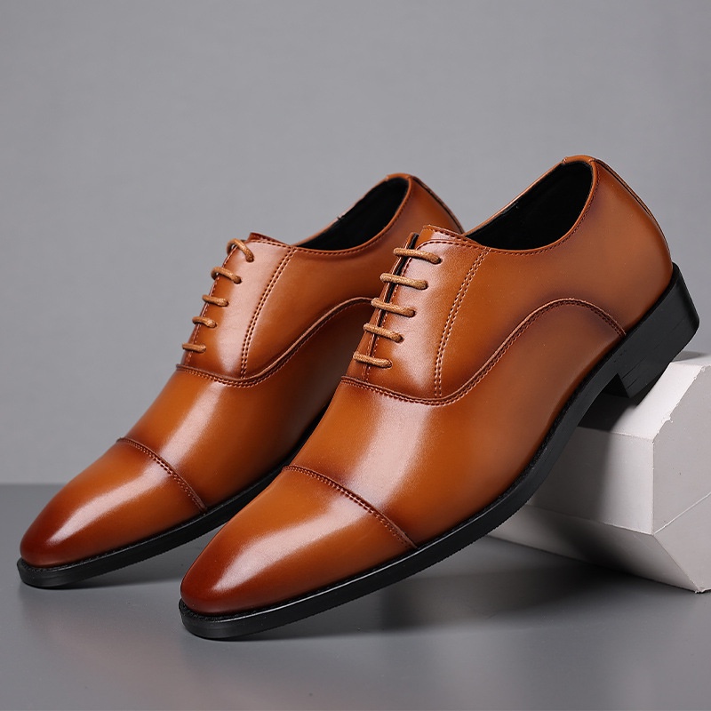 Big Size Elegant Cool Men Formal Shoes Business Smart Flat Office White Leather Shoes Handsome Derby Shoes