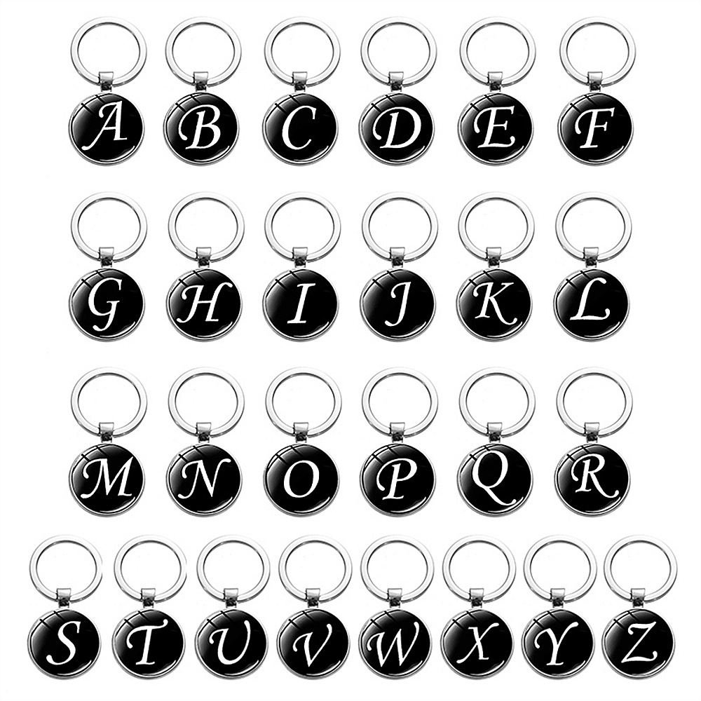 Fashion Initial Letter Keychain Couples Retro Stainless Steel A To Z ...