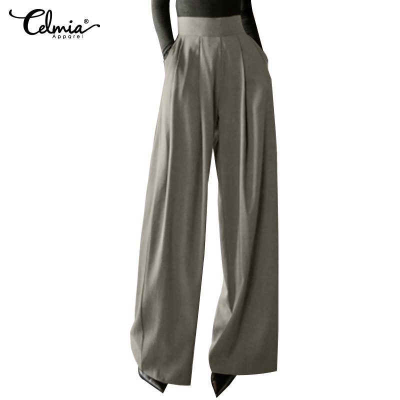 Elastic waist shop wide leg pants