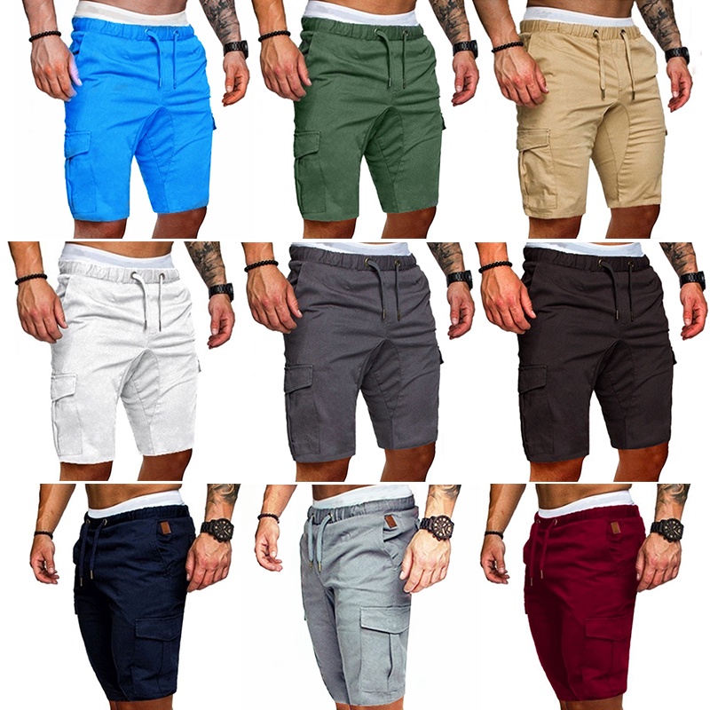 Mens cargo shorts with clearance elastic waist and drawstring