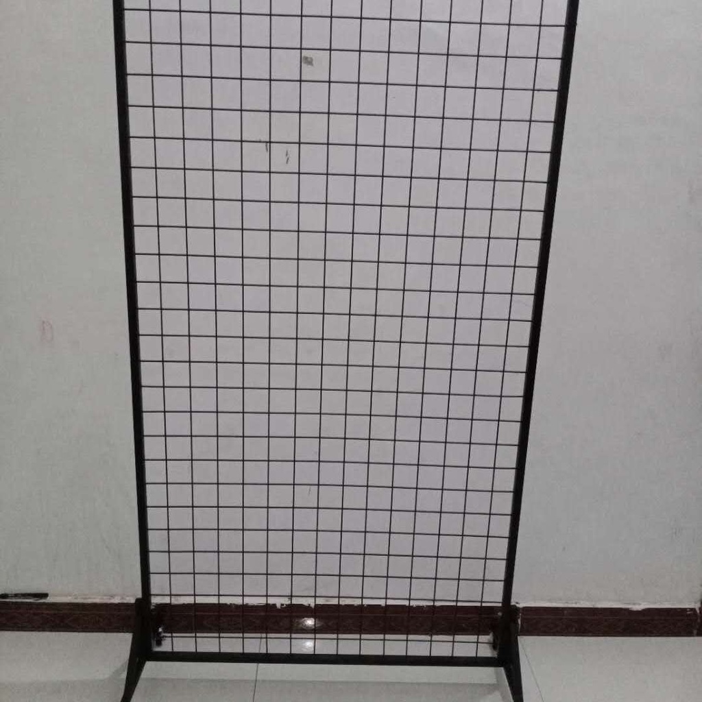 Vertical mesh floor display frame mobile double sided wire mesh rack exhibition kindergarten works display stand