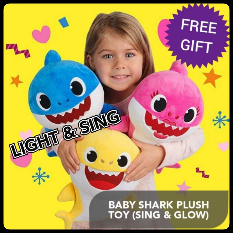 32cm Pinkfong Baby Shark Plush Toy with Lighting & Singing Mainan Budak ...