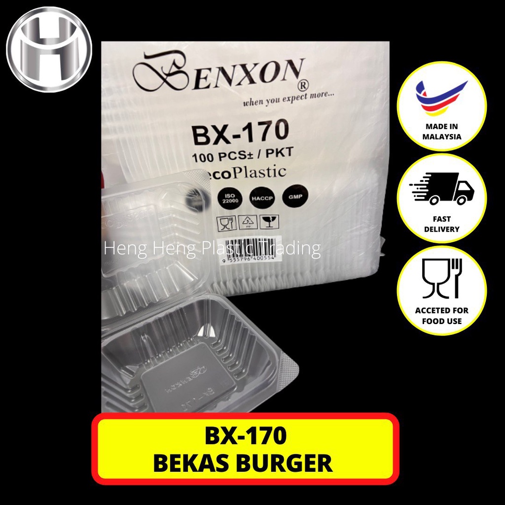 PP Burger Box Benxon BX170 kotak rojak plastik Tage201-CLEAR 100PCS ...