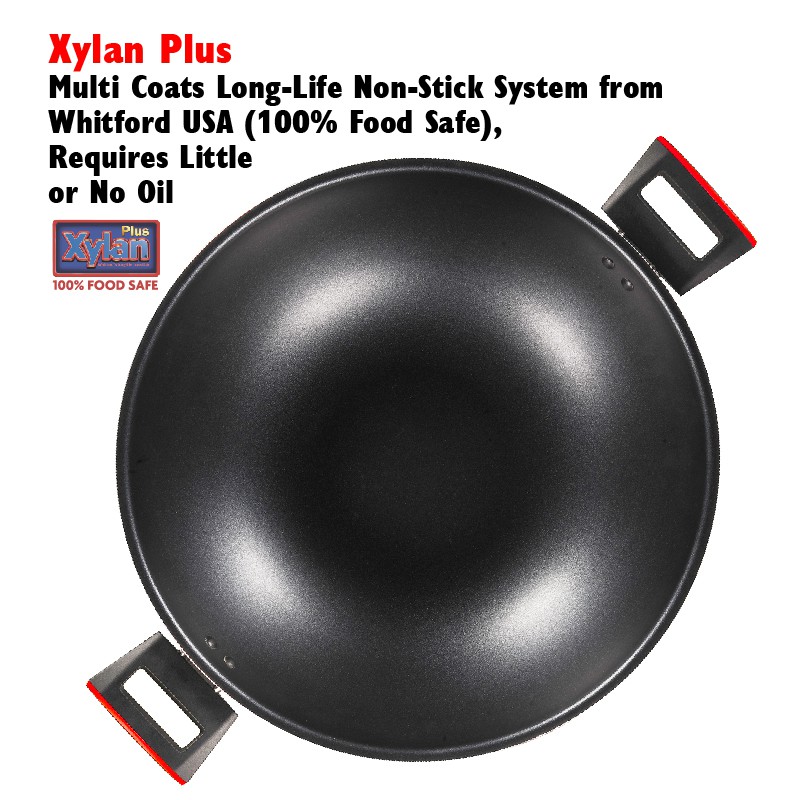ASD Gusto Red I.H. 36cm Non-Stick Chef Wok + Stainless Steel Cover ...