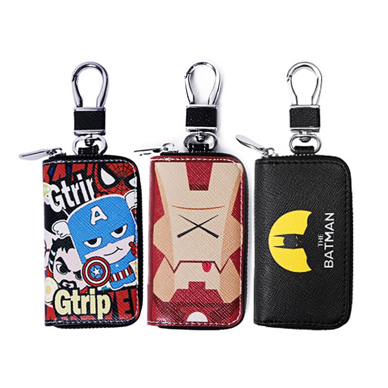 PU Leather Key Wallet Batman Iron Spider Man Superhero Key Case for Car ...