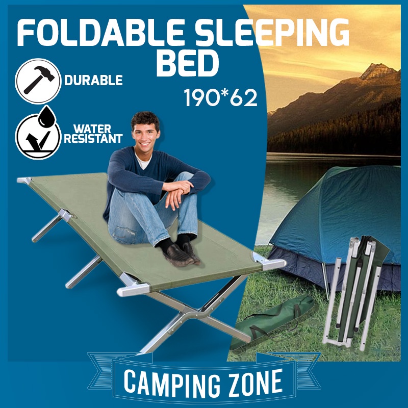 Green Foldable Camping Bed Folding Sleeping Camping Bed Oxford